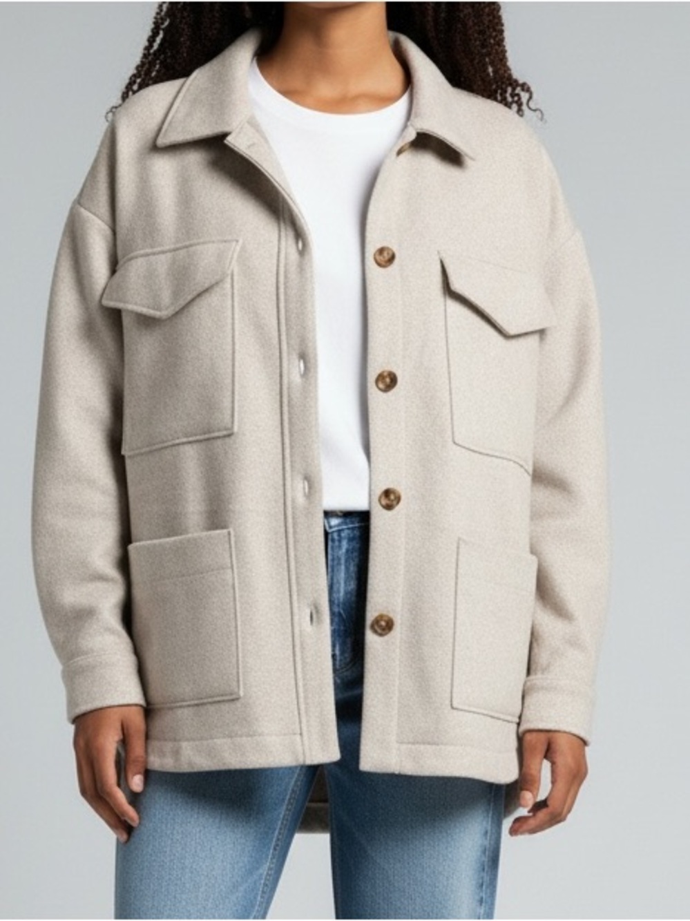 Banana Republic Light Beige Overshirt Shacket